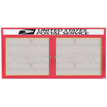 Aarco Illuminated Outdoor Enclosed Bulletin Board w/ Al Frame Header, Powder Coated Red, 36''Hx72''W ODCC3672RHIR