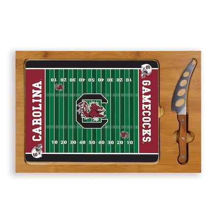 Picnic Time Family Of Brands NCAA South Carolina Gamecocks Icon Glass Top Cutting Board & Knife Set 910-00-505-524-0