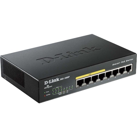 D-Link D-LINK  8-PORT GIGABIT UNMANAGED DESKTOP SWITCH WITH 4 POE PORTS.  TOT DGS-1008P