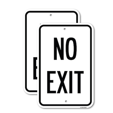 Signmission Parking Lot Sign No Exit, 18'' X 24'' 2 Signs, Heavy Gauge Aluminum, 2PK A-1824-2PACK-23420