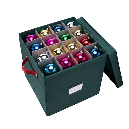 Elf Stor Storage Ornament Box Holiday Organizer Cube with 64 Individual Compartments and Adjustable Dividers 83-DT5022