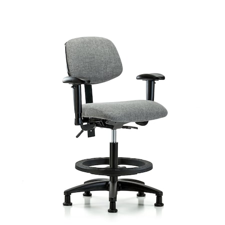 Blue Ridge Ergonomics Chair, Fabric, Med Bench, AA BF Glides, Gry, 6-Way Adjustable, 22" to 29" Height, Gray BR-FMBCH-RG-T0-A1-BF-RG-F44