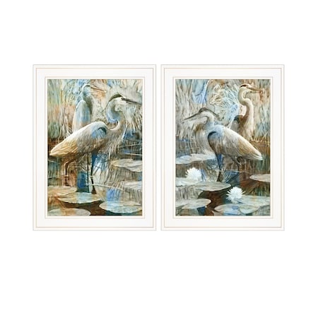 Homeroots Set Of Two Marsh Herons I and Sea II White Framed Print Wall Art, 2PK 408046