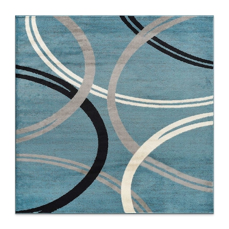 World Rug Gallery Modern Wavy Circles Design Area Rug 6 ft 6 in x 6 ft 6 in Square Red 377RED6SQ