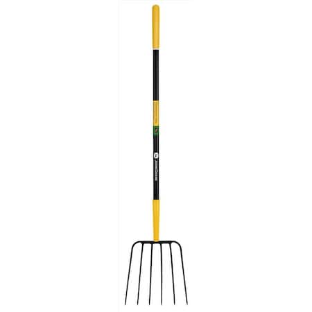 John Deere 6 Tine Steel Manure Fork 48 in. Fiberglass Handle BPJ-6F-JD