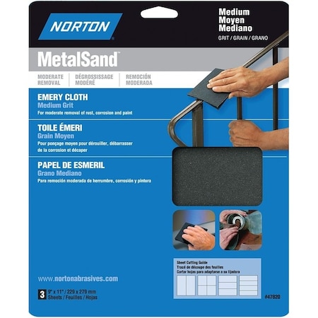 Norton Co Cloth Emery 9X11In Hndy Pk Med 47820