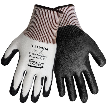Global Glove PUG-411 Samurai Black Polyurethane Dyneema HDPE Gloves, 2XL, 12PK PUG-411-11