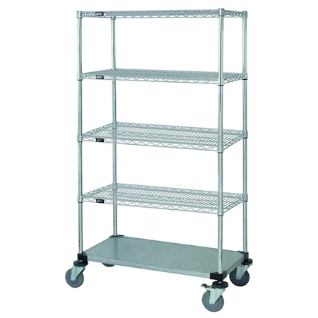 Quantum Storage Systems 24X24X80 5-TIER MOB CART W/WIRE AND SOLID SHELF & LABEL HOLDER M2424CG47-5LH21C