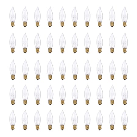 Bulbrite 40w Dimmable Clear CA8 Incandescent Light Bulbs Candelabra (E12) Base, 2700K Warm White Light, 50PK 861964
