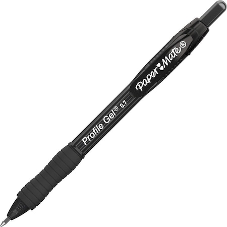 Paper Mate Gel Pen, Profile Retractable Pen, 0.7mm, Black, 12PK 2095476
