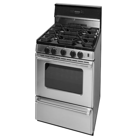 Premier Gas Range, 4 Sealed Burners, 24 inW x 46 inH x 26 inD, 2.9 cu. ft. Oven, Stainless Steel 805764