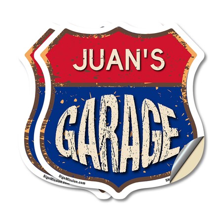 Signmission Juan's Garage, 18 inch X 18 inch, Vinyl Decal, 2PK SHI-D-2PACK-18-383-JUAN