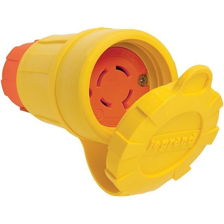 Pass & Seymour Locking Connector, L15-20R, 20 A, 250V AC, Three Phase, 3 Pole, Screw Terminals, Yellow 27W75AM