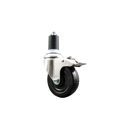 Service Caster 4 Inch 316SS Hard Rubber Swivel 1-5/8 Inch Expanding Stem Caster Lock Brake SCC SCC-SS316TTLEX20S414-HRS-158