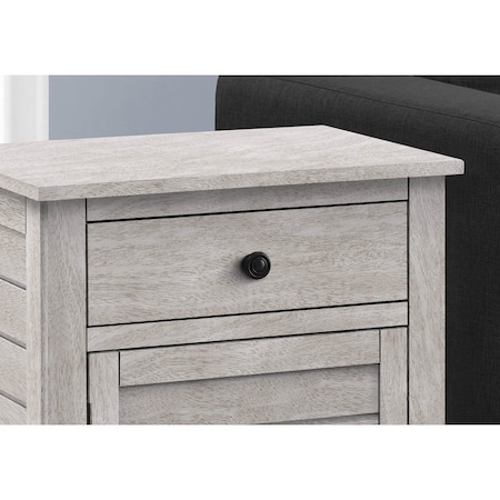 Monarch Specialties Accent Table, Nightstand, Storage, Grey Veneer, Transitional I 3950