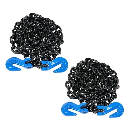 Mytee Products 3/8in x 16ft G100 High Grade Transportation Chain w/ Grab Hooks, 2PK CH3816-G100x2