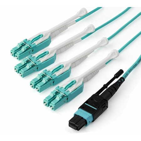 Startech.Com 1m 3ft MTPF/PC to 4x LC/PC Duplex Breakout OM3 Multimode Fiber Optic Cable, OFNP Plenum, 40G MPO8LCPL1M
