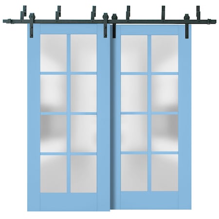 Sartodoors Sliding Closet Barn Bypass Doors Solid Core Modern Interior VEREGIO7412BBB-AQU-36 x 80 (2* 18x80)