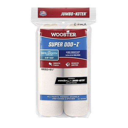 Wooster 6-1/2" Paint Roller Cover, 3/8" Nap Nap, Fabric 0RR3130064