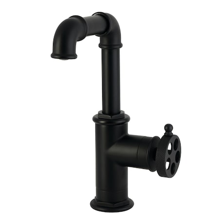 Kingston Brass One-Handle Single-Hole Bathroom Faucet with Knurled Handle and Push Pop-Up Drain, Matte Black LS6000RKZ