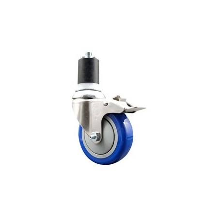 Service Caster 4 Inch 316SS Blue Poly Swivel 1-3/4 Inch Expanding Stem Caster Lock Brake SCC SCC-SS316TTLEX20S414-PPUB-BLUE-134