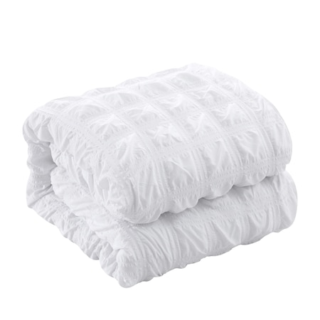 Homeroots White King Polyester 180 Thread Count Washable Duvet Cover Set 529031