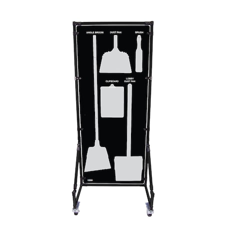 5S Supplies Housekeeping Shadow Board Broom Station V12, Black / Gray, Kit, No Text HSB-V12-BLACK/GRAY-KIT-NO TEXT