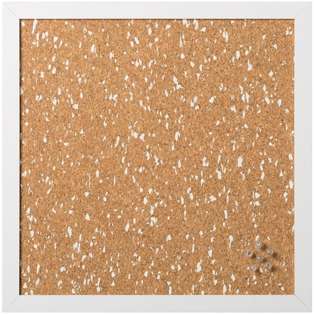 Mastervision White Speckled Cork Bulletin Board, White MDF Frame, 18" X 18" SF2414116616