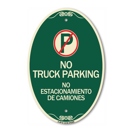 Signmission Bilingual No Parking Sign No Truck Parking No, 12 In X 18 In Architectural, Heavy Gauge Aluminum A-OV-G-1218-24305