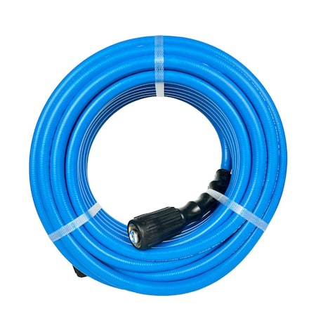 Blu Shield Tough-Tek 1/4in. x 25' Blue Rubber Pressure Washing Hose with M22 Connector, Durable & Flexible TTPW1425-NM