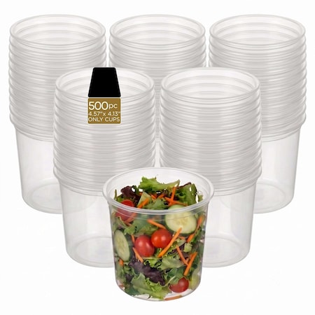 Eco Harmony Products Deli Container Cup, Clear Plastic (Cup Only), 24oz, 500 Pack 804533