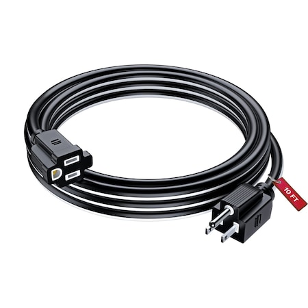 Maximm 10ft 16AWG SJTW Extension Cord, Black/White C-bk-wh-P-bk-I-wh-10ft