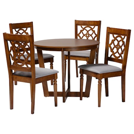 Baxton Studio Valerie Modern Grey and Walnut Brown Wood 5-Piece Dining Set 254-9876-10897-ZORO