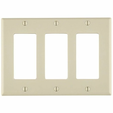 Leviton Decora Wallplate, Standard Size, Gang 3, Light Almond 80411-T