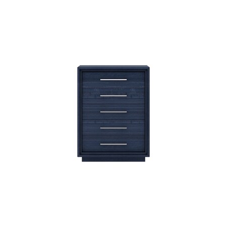 Homeroots 36" Blue Wood Five Drawer Gentlemens Chest 714481