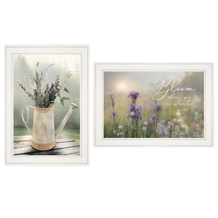 Homeroots Set Of Two Bloom Where You are Planted 1 White Framed Print Wall Art, 2PK 407480