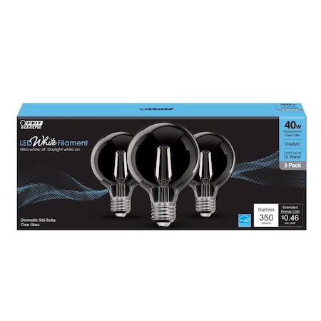 Feit Electric FT LED G25 DL 40W, 3PK G2540950CAWFIL3