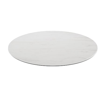 Flash Furniture Acadia 36 in Round White Faux Marble Indoor Outdoor TopGuard HPL Wrapped Tabletop ST-RD918C-1-M-3A-M-WH-MAR-GG
