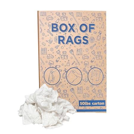 Supremeplus Recycled White Linen Mixed Material Cleaning Rags, 50 lbs. Box SP-8940