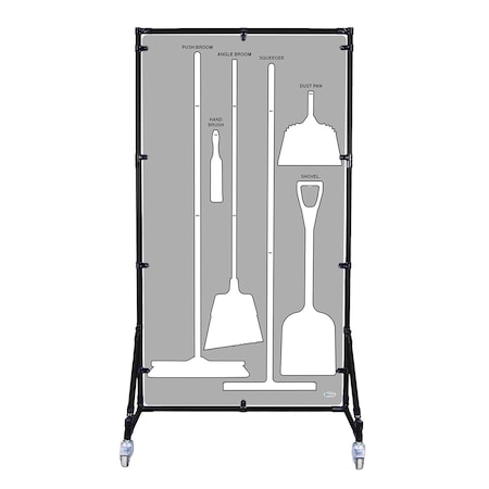 5S Supplies Housekeeping Shadow Board Broom Station V8, Gray / White, Broom, No Text HSB-V8-GRAY/WHITE-BO-NO TEXT
