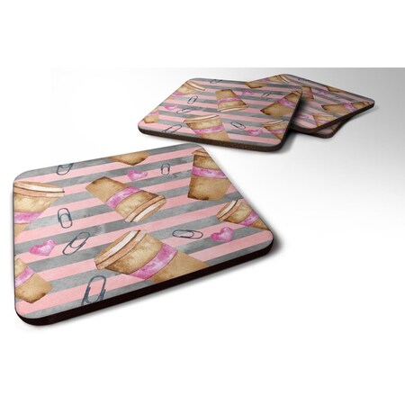 Carolines Treasures Watercolor Coffee and Paper Clips Foam Coaster, Set of 4 BB7538FC