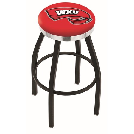 Holland Bar Stool Co 36" Blk Wrinkle Western Kentucky Swivel Bar Stool, Chrome Ring L8B2C36WestKy