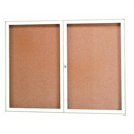 Aarco Enclosed Natural Pebble Grain Cork Bulletin Board w/ White Powder Coated Al Frame, 48''Hx60''W DCC4860RW