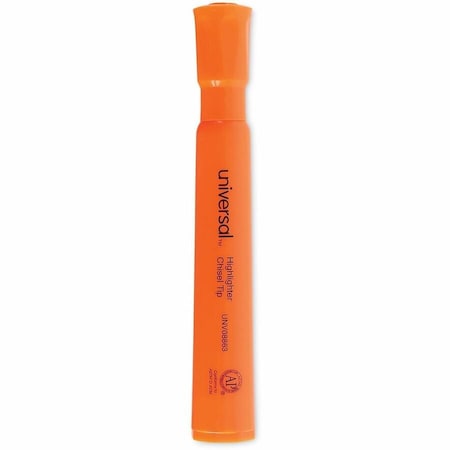 Universal Products Desk Highlighter, Chisel Tip, Pocket Clip, Fluorescent Orange, dozen 8863
