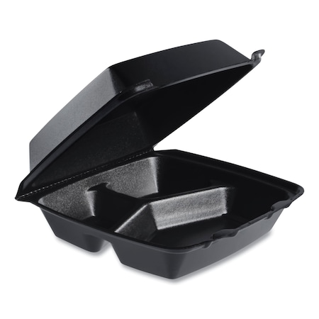 Dart Insulated Foam Hinged Lid Containers, 3 Compartments, 7.96 x 3.2 x 8.36, Black, Foam, 200PK 85HTB3R