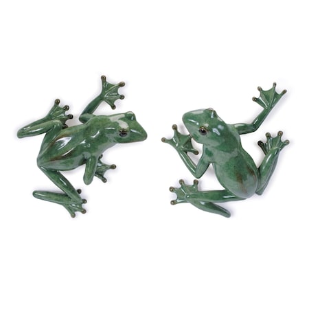 Homeroots Set of Two Stone Garden Green Frog Resin Hanging Dimensional Sculptures, 2PK 634803