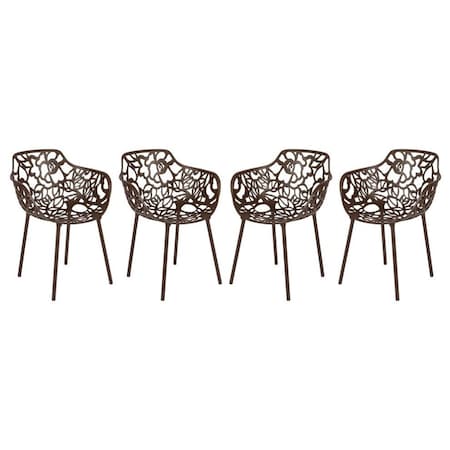 Leisuremod Modern Devon Aluminum Armchair, Brown, 4PK DCA23BR4