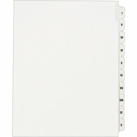 Avery Dennison Avery Side Tab Index Divider, Printed I to X, 8.5"x11", 10 Tabs, White/White 82319