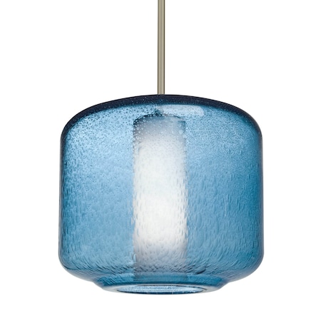 Besa Lighting Besa Niles 10 Stem Pendant, Blue Bubble/Opal, Satin Nickel Finish, 1x 5W MAX E26 Base 1TT-NILES10BO-LED-SN