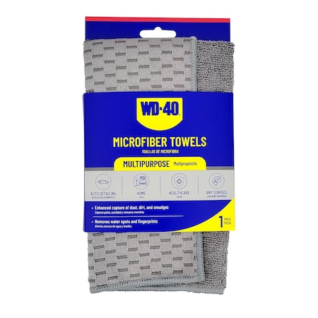 Wd-40 2-in-1 Multipurpose Microfiber Towel - Gray Color - 1 Pack L40180